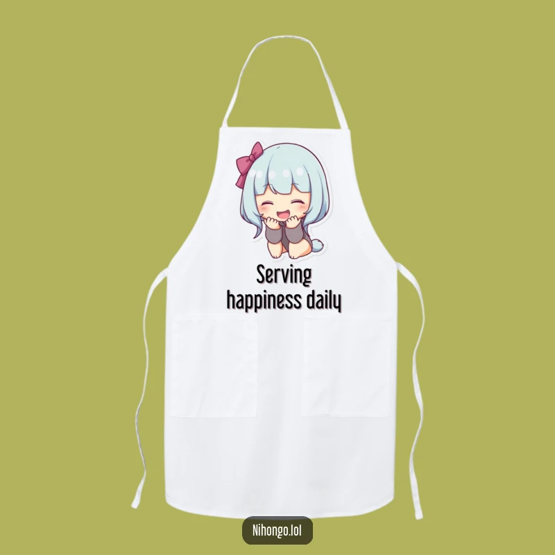 Funny Bowing Character Apron: Cook with Gratitude and Cheer