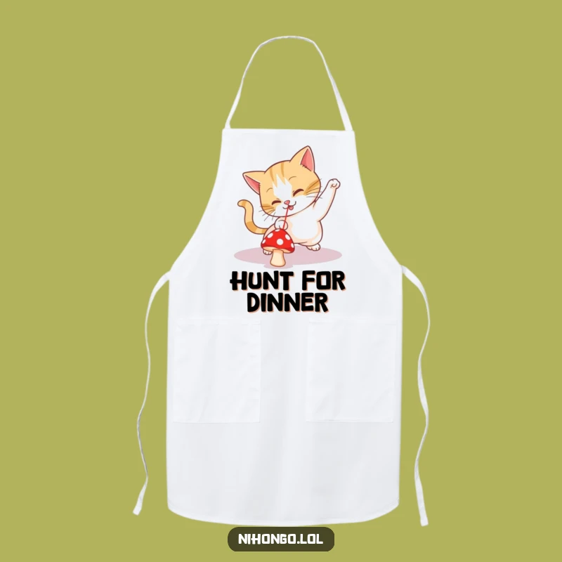 Funny Cat Mushroom Apron: Kitchen Feline Laser Chase, Chef Funny Gift!