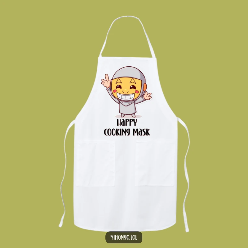 Funny Happy Mask Apron - Cook with a Smile & Humorous Pose