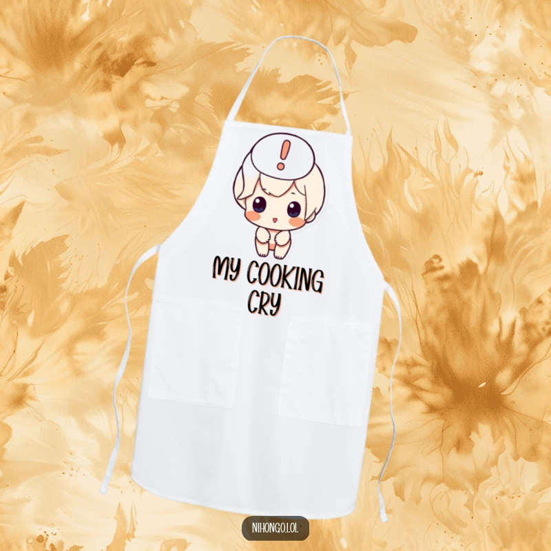 Funny apron featuring an exclamation mark character, adding a humorous touch to kitchen activities and expressing surprise.