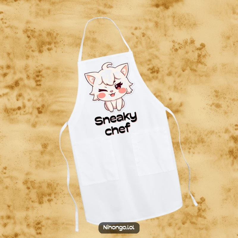 Funny apron with a character winking and a mischievous grin, ready to add a playful and fun element to cooking or baking.