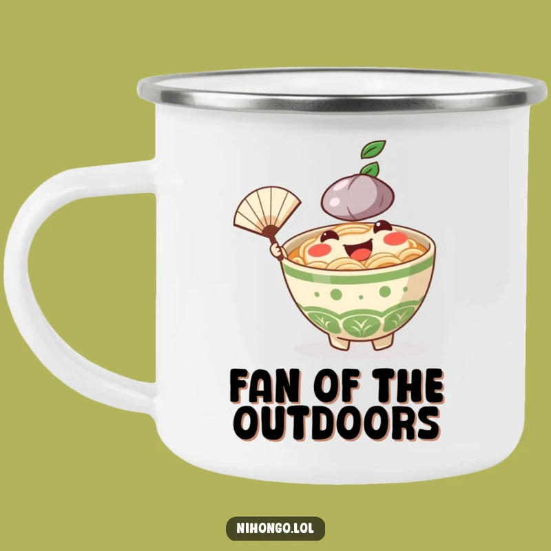 Funny Ramen Bowl Fan Camping Mug: Cheerful Enamel Mug, Rugged and Hilarious Funny Gift
