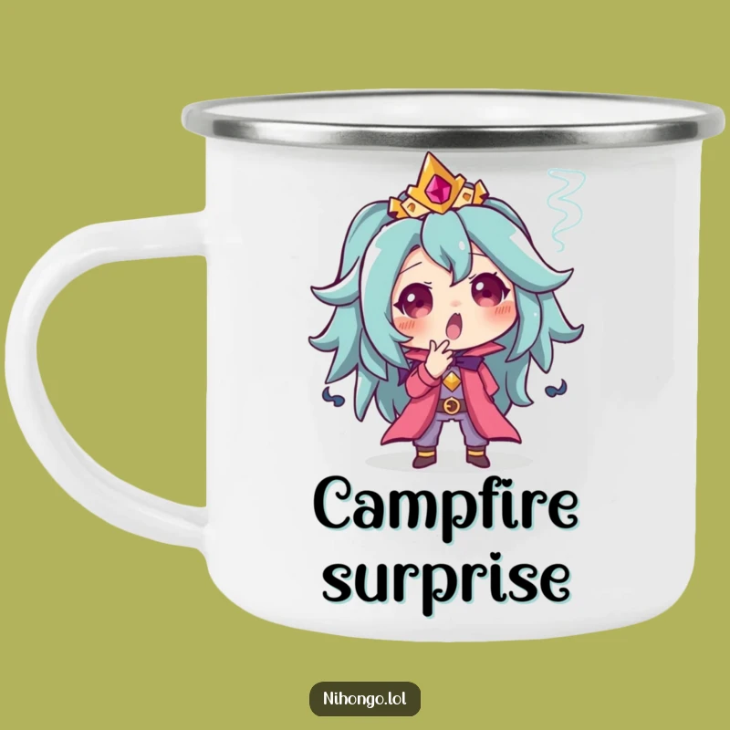 Funny Surprised Character Camping Mug - Fuel Your Adventures with Surprise!