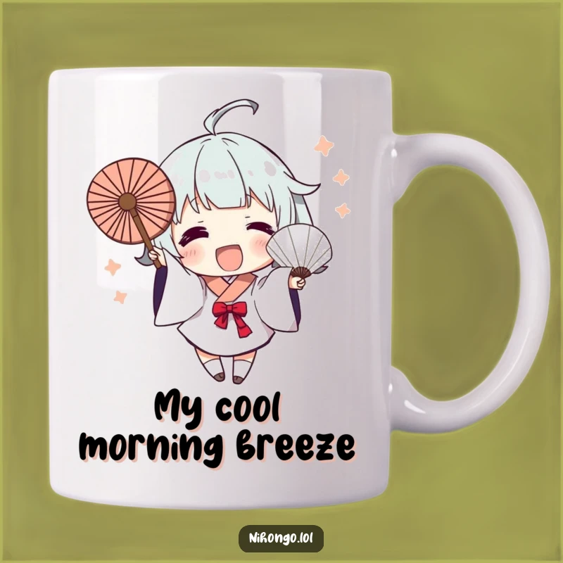 Funny Fan Waving Mug - Dynamic Brush Strokes & Energetic Humor Gift