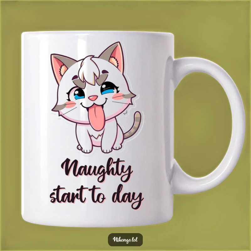 Funny Mischievous Cat Mug: Tongue Out Grin, A Playful Funny Gift for Jokers