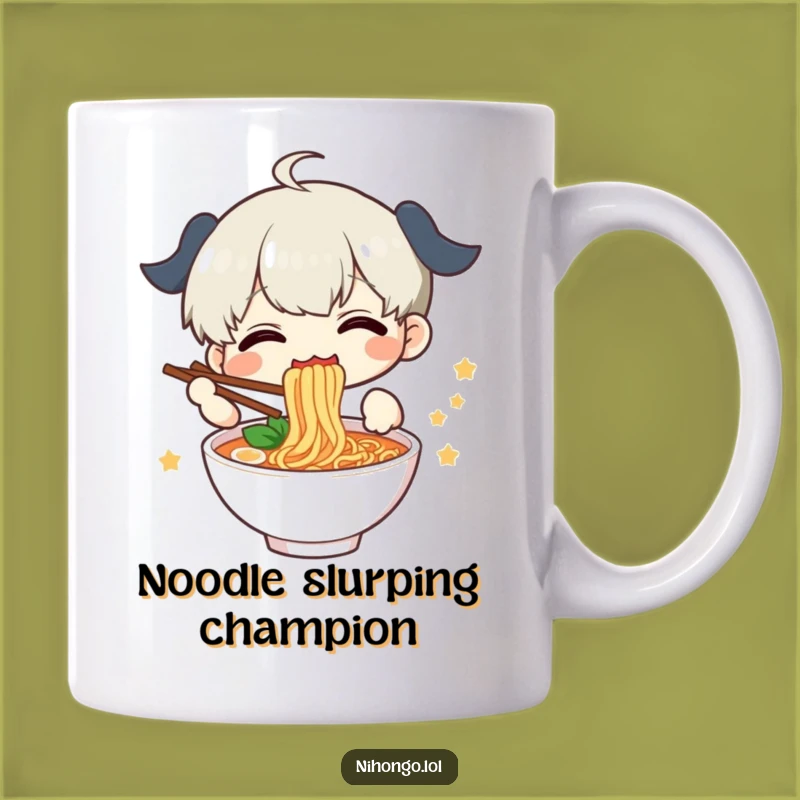 Funny Ramen Slurp Mug - Delighted Character, Perfect Chopstick Gift