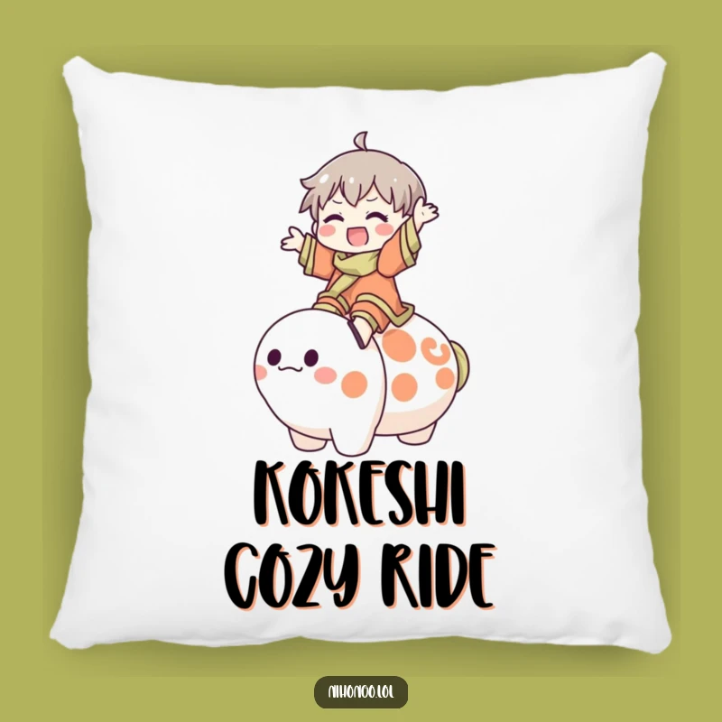 Funny Kokeshi Rider Pillow - Cozy Comfort with Whimsical Joyful Design