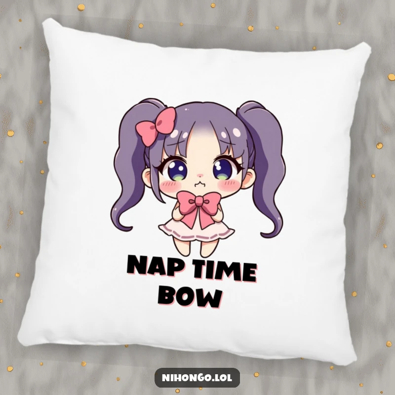 Funny pillow featuring a character in a clumsy, exaggerated bow, tumbling or off-balance, perfect for adding humor to comfort.