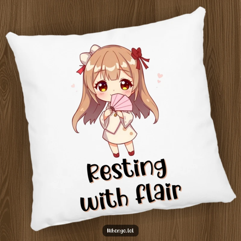 Funny fan dancer pillow, a plush cushion featuring a character striking a pose with a paper fan, offering comfort and theatrical charm.