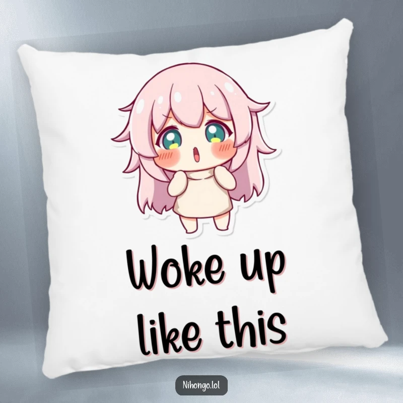 Funny pillow depicting a character in a comically surprised pose, offering humorous comfort and a visual gag.