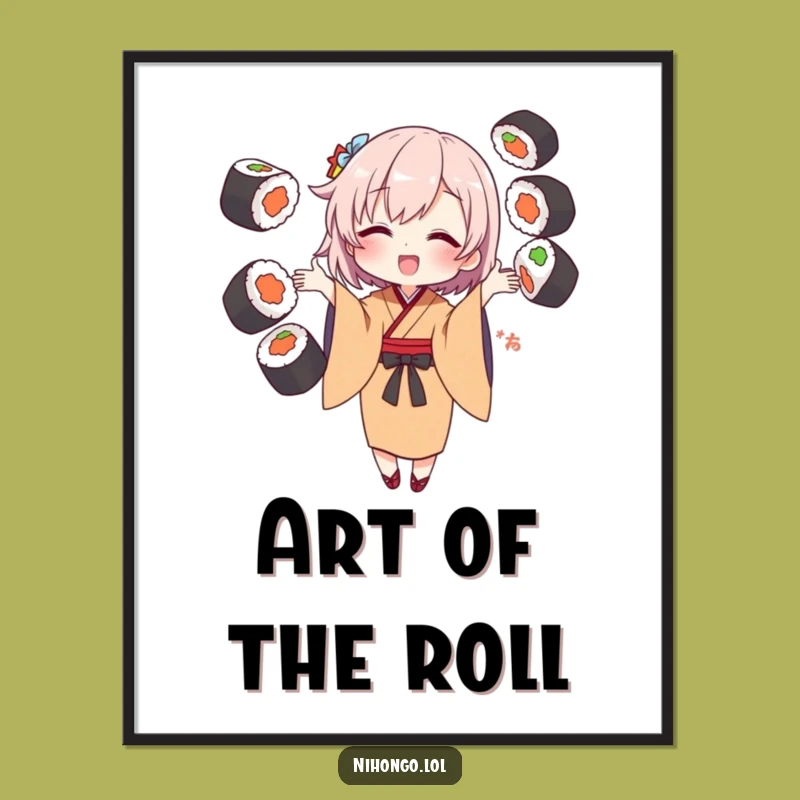 Funny Sushi Juggling Kimono Digital Art - Hilarious Printable Decor for Instant Joy