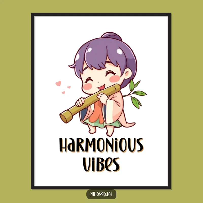 Funny Cheerful Flute Player Digital Art: Instant Musical Wall Decor