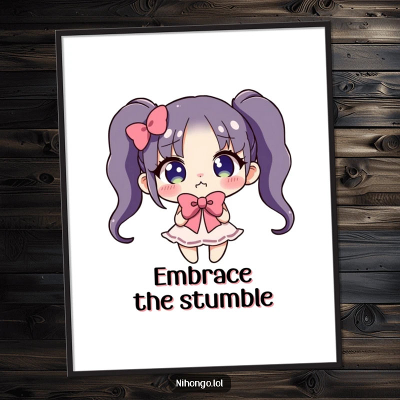 Funny digital art print of a character performing a clumsy, exaggerated bow, conveying humorous awkwardness and charm.