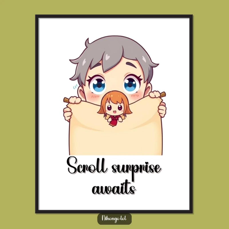 Funny Digital Art Print: Scroll Magic Surprise - Enchanting Humor for Your Walls