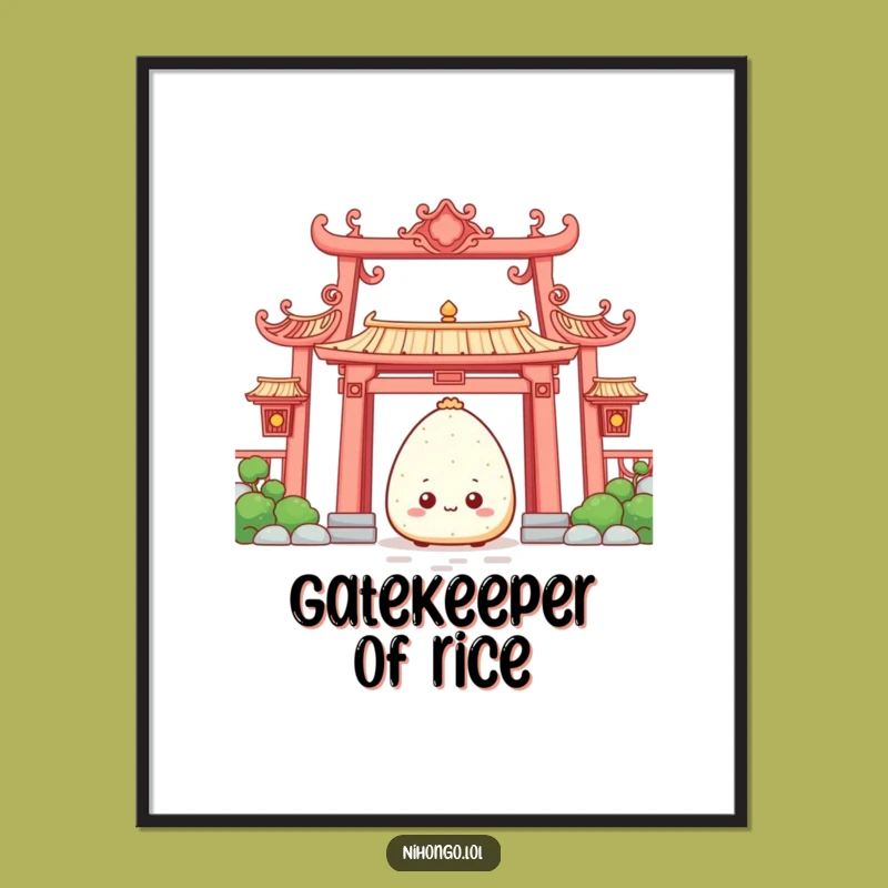 Funny Onigiri Temple Digital Art - Instant Shy Rice Ball Decor Download