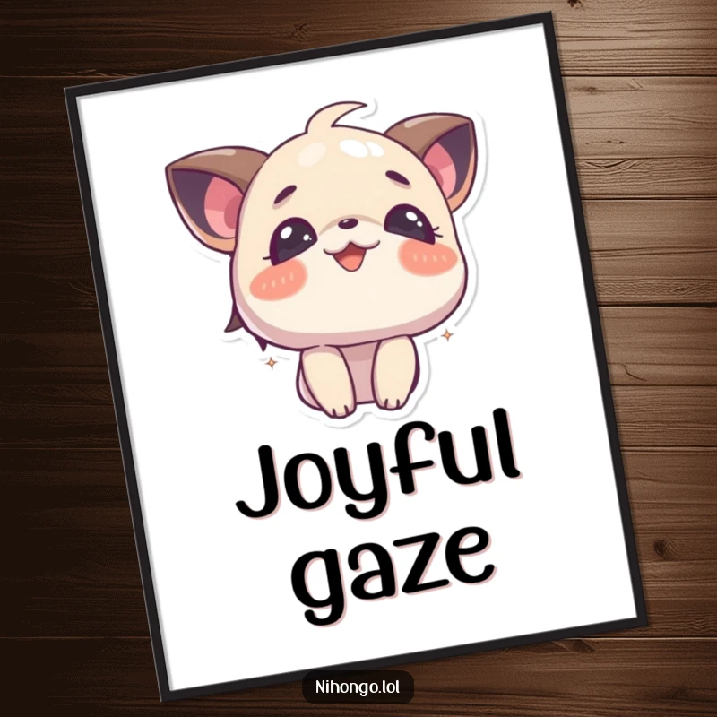 Funny Curious Digital Art Print: High-resolution artwork of a character looking up with curious and joyful eyes, ready for download.