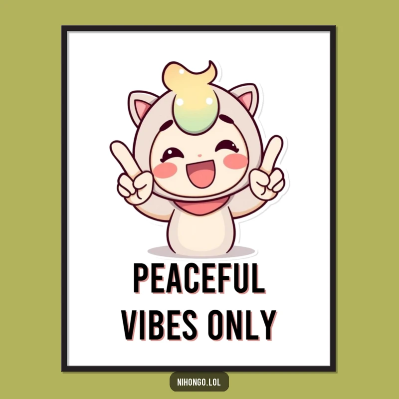 Funny Peace Sign Digital Art: Cheerful Character Spreading Joy Instantly