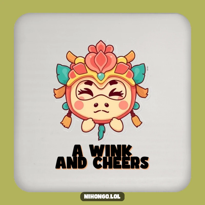 Funny Festival Mask Wink Coaster: Playful Style, Protective Funny Gift