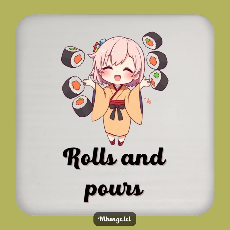 Funny Sushi Juggling Kimono Coaster - Hilarious Table Protection for Party Fun