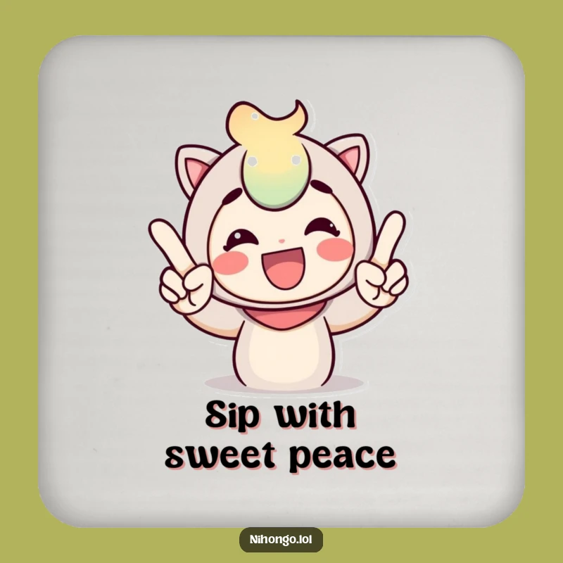Funny Peace Sign Drink Coaster: Cheerful Character Protecting Surfaces with Style