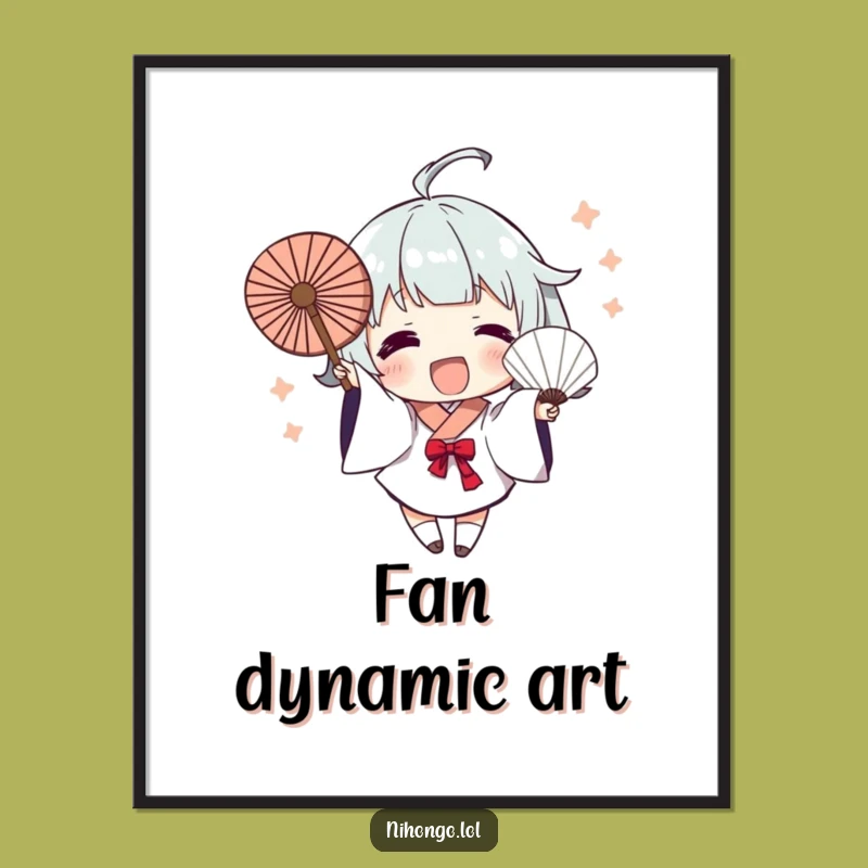 Funny Fan Waving Poster - Dynamic Brush Art for a Lively Space