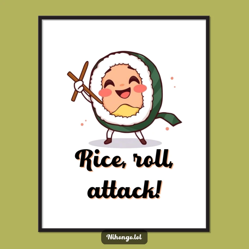 Funny Sushi Sword Dance Poster: Comedic Roll's Art, A Hilarious Funny Gift