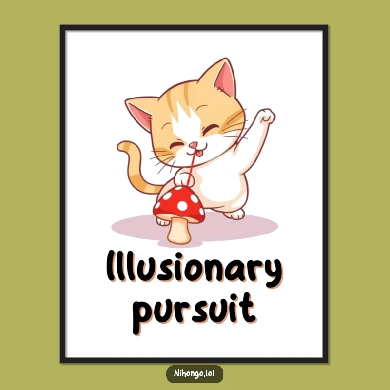 Funny Cat Mushroom Poster: Playful Feline Art, Quirky Funny Gift Decor!