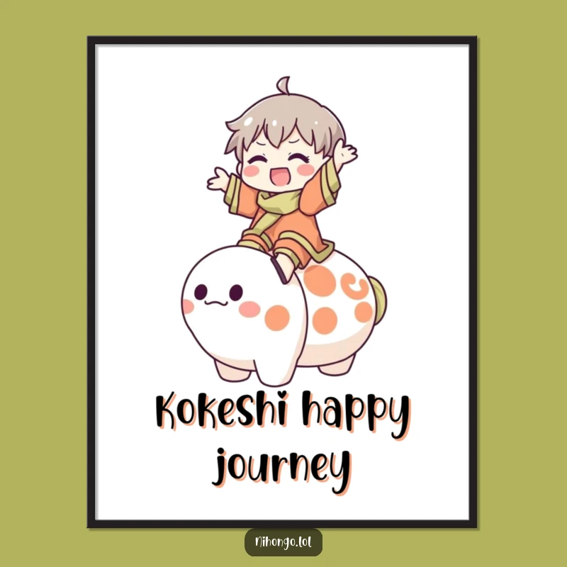 Funny Kokeshi Doll Poster - Joyful Whimsical Art for Laughing Walls