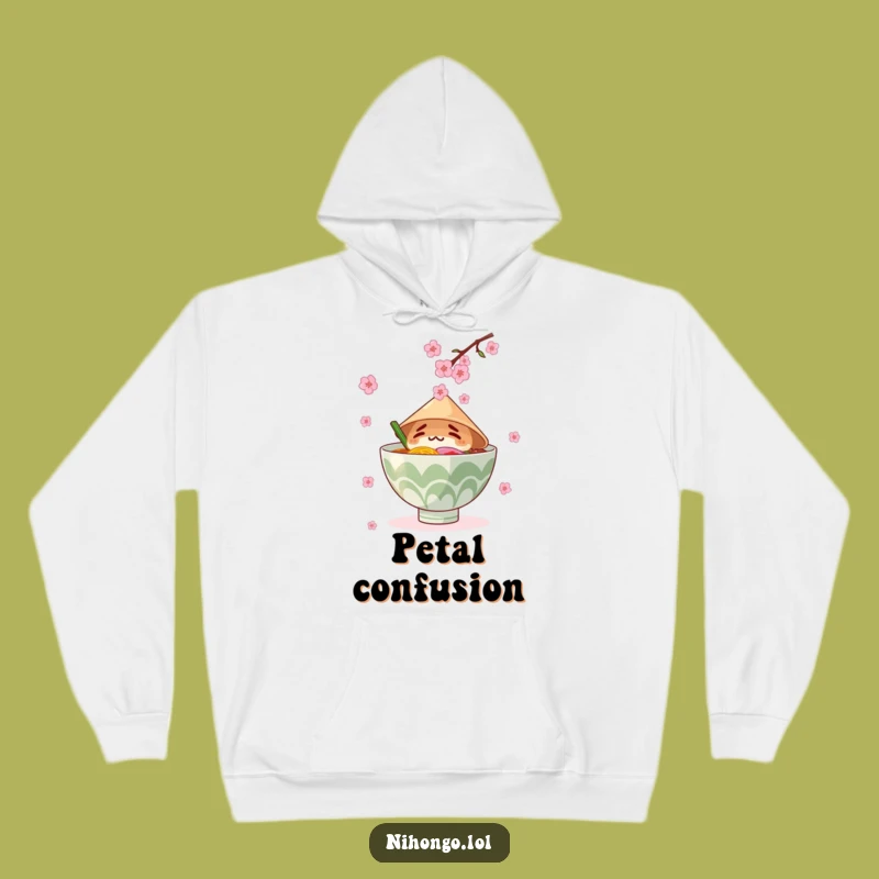 Cozy Funny Ramen Bowl Hoodie: Conical Hat & Cherry Blossoms, Perfect Humorous Gift