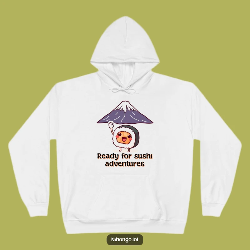 Funny Sushi Mount Fuji Hoodie: Warm & Hilarious Japanese Wear for Cozy Vibes