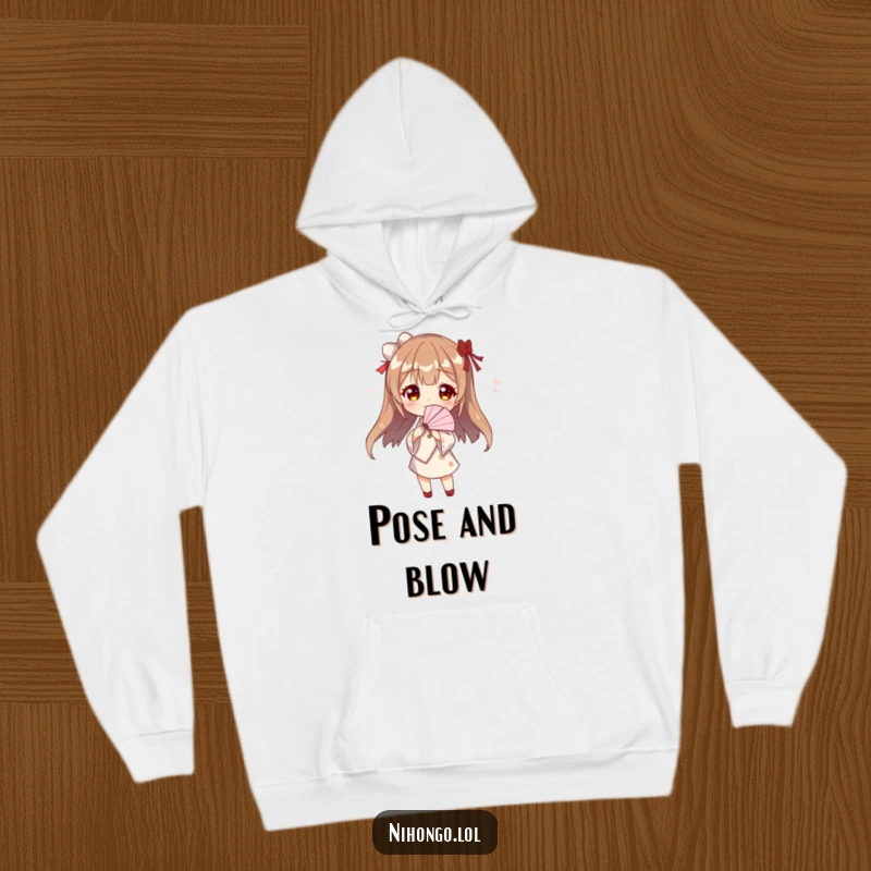 Funny fan dancer hoodie, a warm and comfortable top featuring a character striking a pose with a paper fan, exuding theatrical flair.