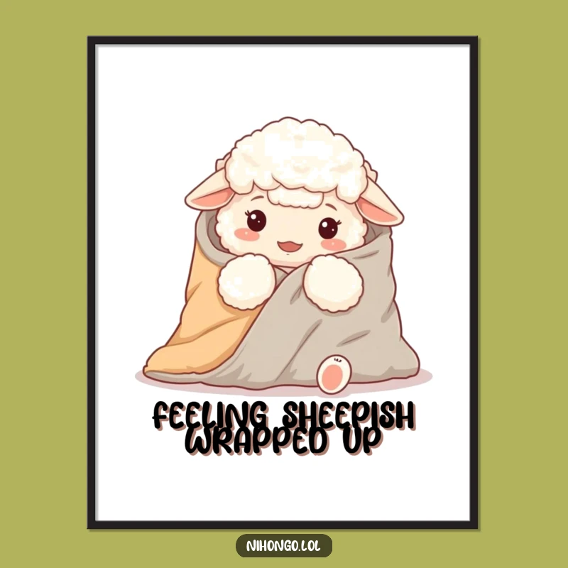 Free Printable Wall Art: Sheep Futon Blanket Hug, Funny Downloadable Art for Cozy Homes