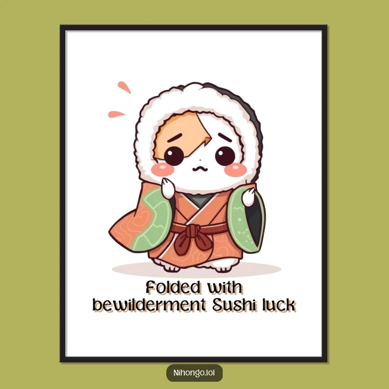 Funny Free Printable Wall Art: Origami Sushi Roll, Humorous Downloadable Decor