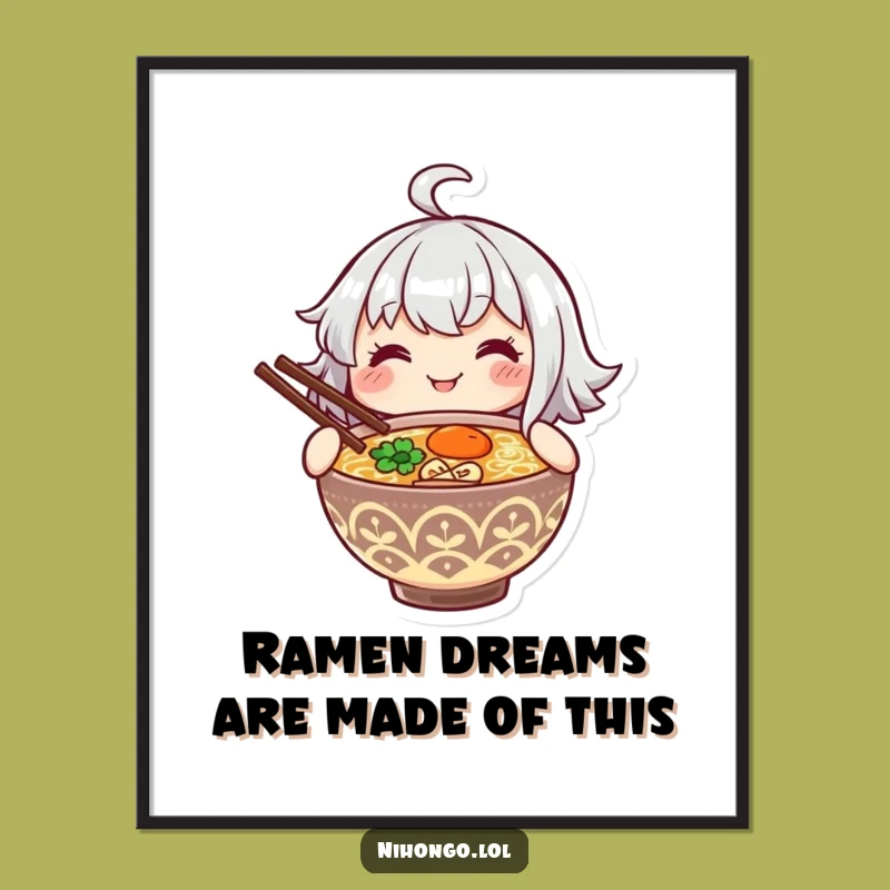 Foodie Free Printable Wall Art: Happy Ramen Moment, Delicious Downloadable Decor for Kitchen or Dining Area