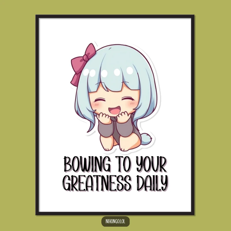 Free Printable Wall Art: Bowing Happy Character, Cheerful Funny Downloadable Decor