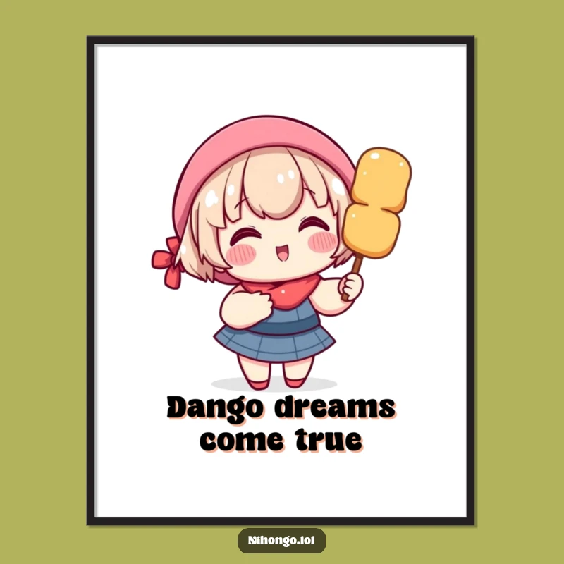 Free Printable Wall Art: Dango Character's Delight - Fun Downloadable Decor for Foodies