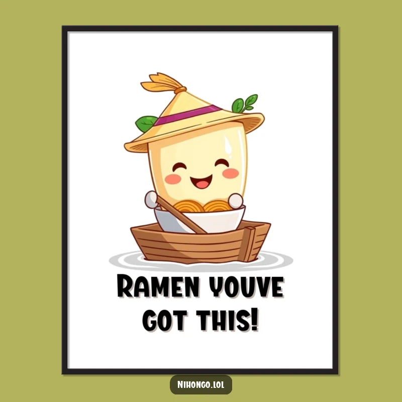 Free Printable Wall Art: Funny Ramen Boating Adventure Downloadable Decor