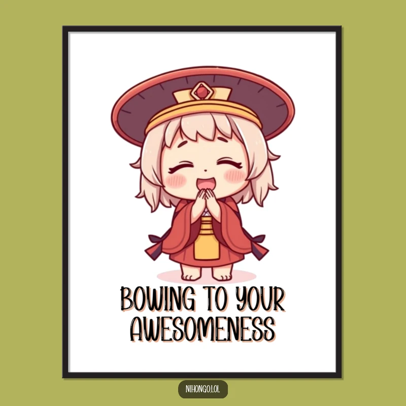 Free Printable Wall Art: Joyful Bowing Character - Funny Downloadable Decor