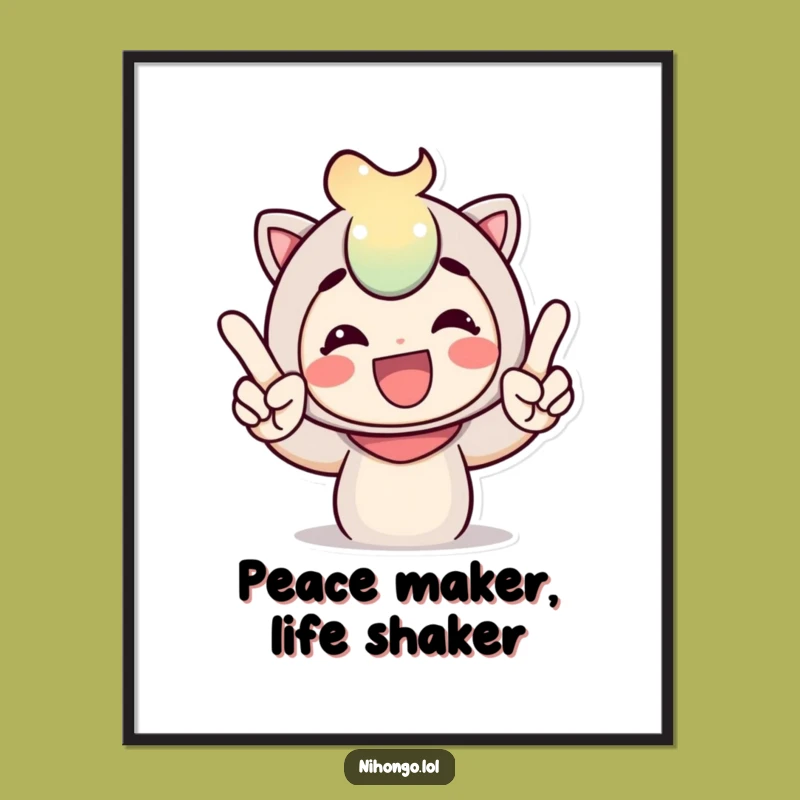 Funny Free Printable Wall Art: Peace Sign character, Hilarious Downloadable Decor for Instant Smile