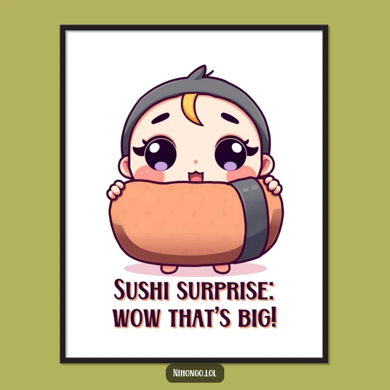 Funny Free Printable Wall Art: Surprised Character Giant Sushi Downloadable Decor