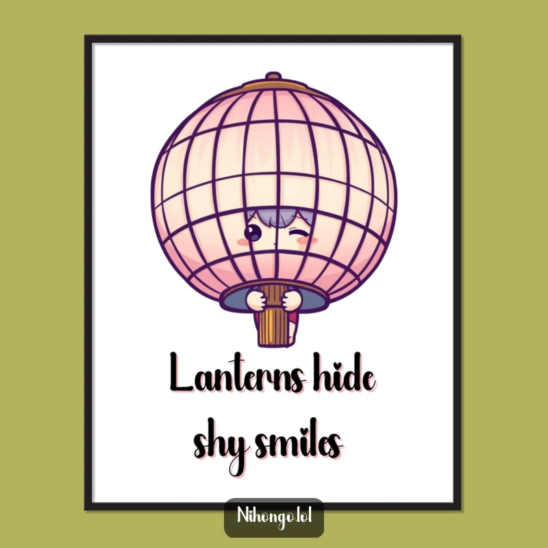 Funny Free Printable Wall Art: Shy Lantern Character - Cute Downloadable Decor