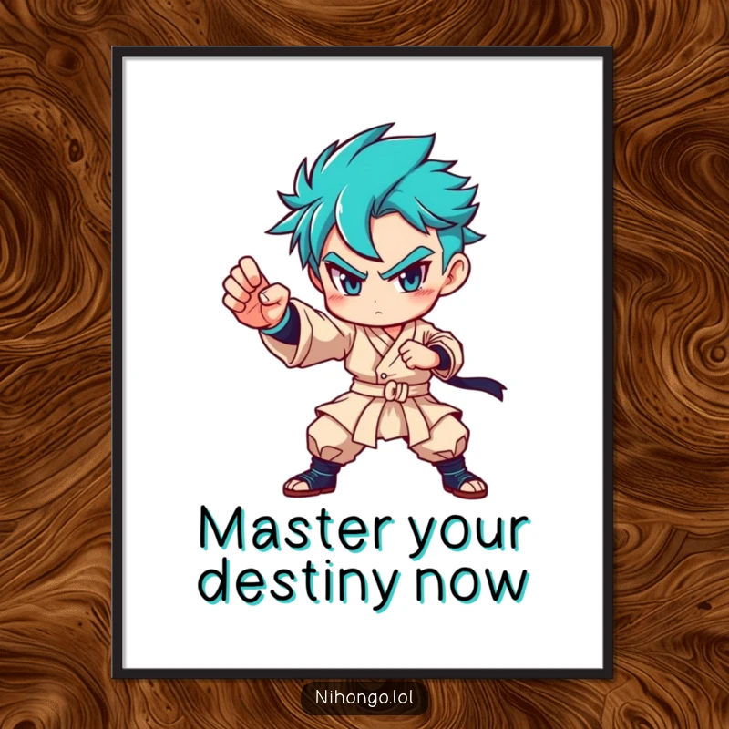 Funny Free Printable Wall Art: Character striking a confident martial arts pose, exuding strength and a playful, humorous spirit.