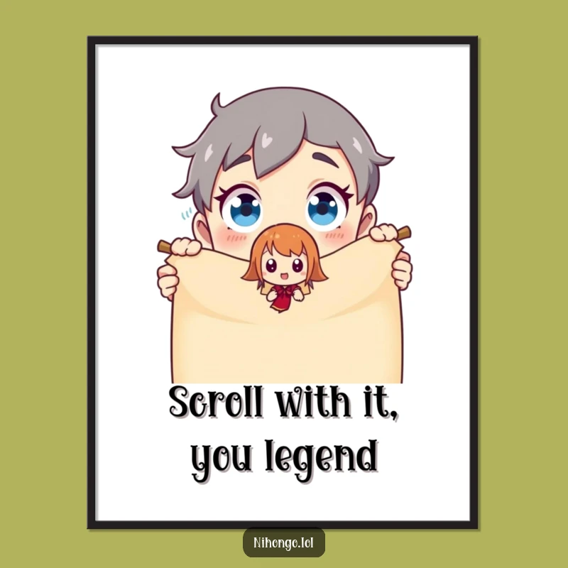 Free Printable Wall Art: Surprised Character Scroll Magic Funny Downloadable Art