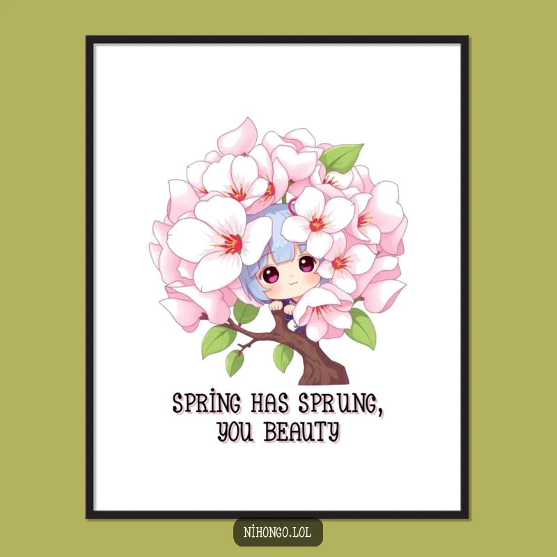 Free Printable Cherry Blossom Peek Wall Art: Funny Surprise Downloadable Art for Enchanting Decor