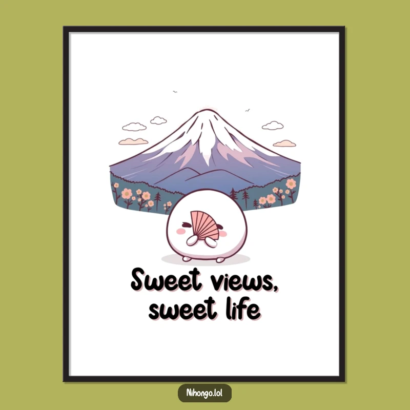 Free Printable Mochi Wall Art - Cute Japanese Mountain Downloadable Decor