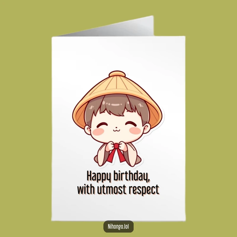 Free Printable Birthday Card: Polite Japanese Bow Funny Downloadable Gift