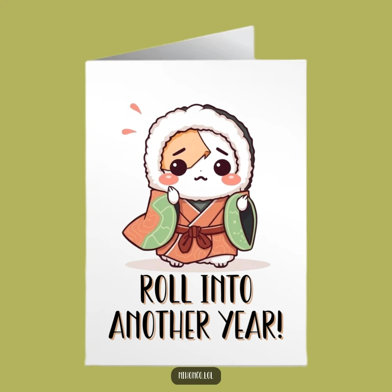 Funny Free Printable Birthday Card: Origami Sushi Roll Humor, Downloadable Gift