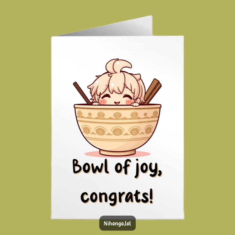 Free Printable Congrats Card: Ramen Peek, Funny Character, DIY Downloadable