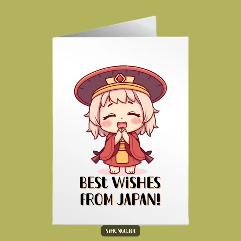 Free Printable Congrats Card: Bowing Character's Respectful Celebration - Funny Gift