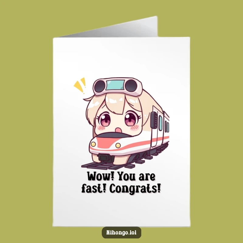 Free Printable Congrats Card: Surprised by Bullet Train Funny Downloadable Gift